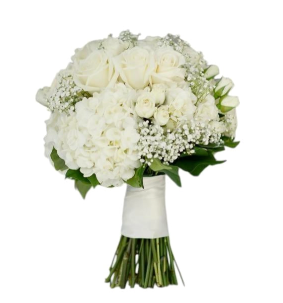 White Hydrangea with Roses Bridal Wedding Bouquet
