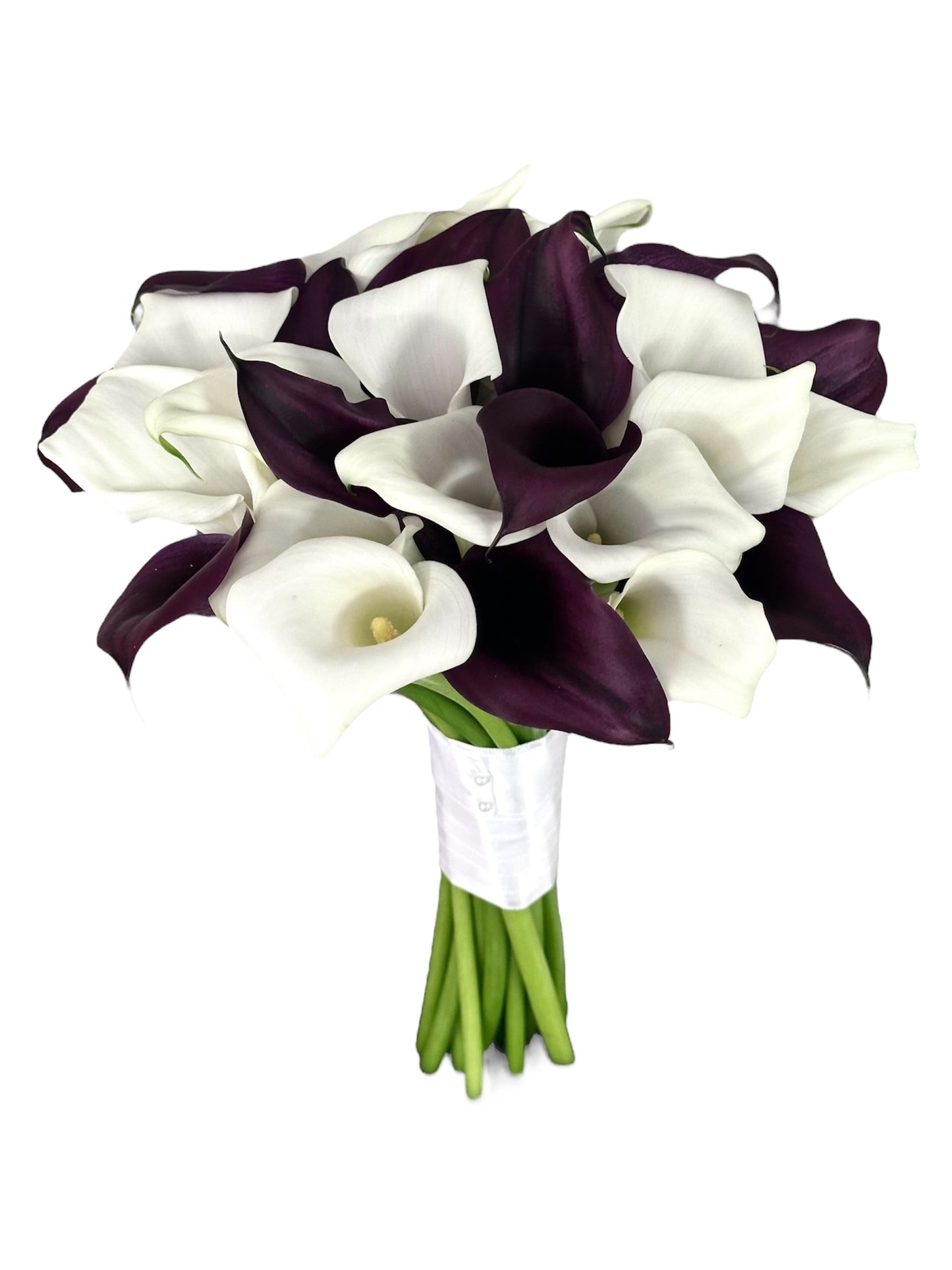 White and Burgundy Calla Lily Bridal Wedding Bouquet
