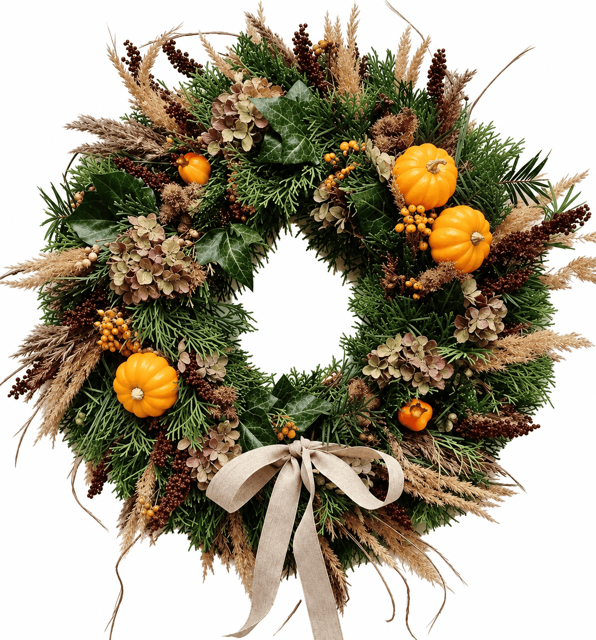 Autumn Wreath with Pumpkins - Fresh Bouquet Co.