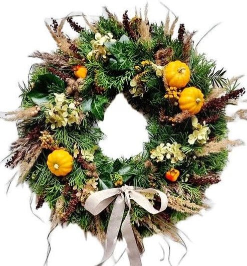 Autumn Wreath with Pumpkins - Fresh Bouquet Co.