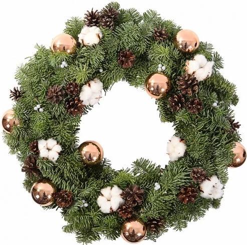 Christmas Wreath with Golden Baubles & Cones - Fresh Bouquet Co.