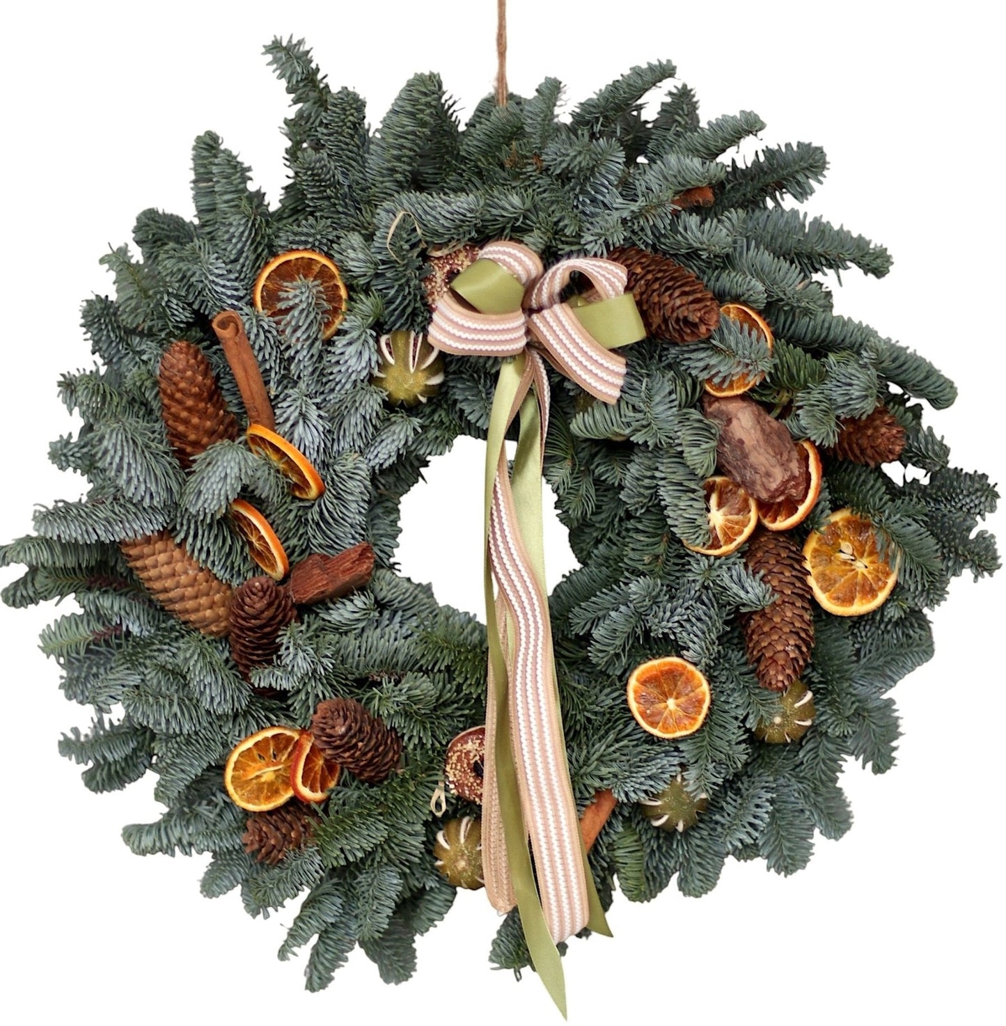 Classic Dried Fruit Christmas Wreath with Bow - Fresh Bouquet Co.