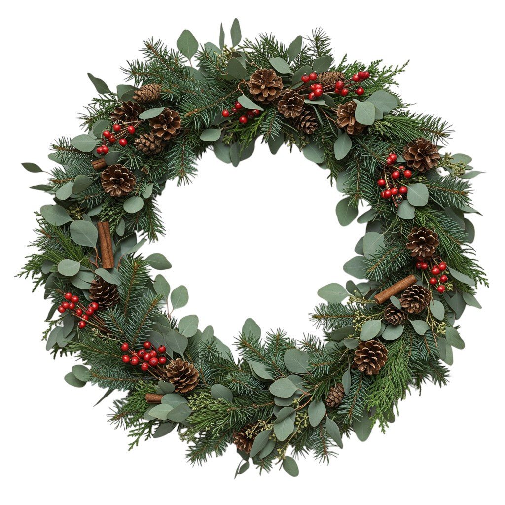 Classic Pine & Ilex Berry with Eucalyptus Christmas Wreath - Fresh Bouquet Co.