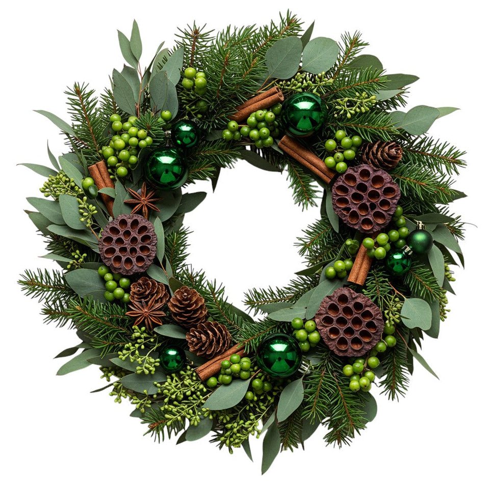 Emerald Green & Fresh Eucalyptus Christmas Wreath - Fresh Bouquet Co.