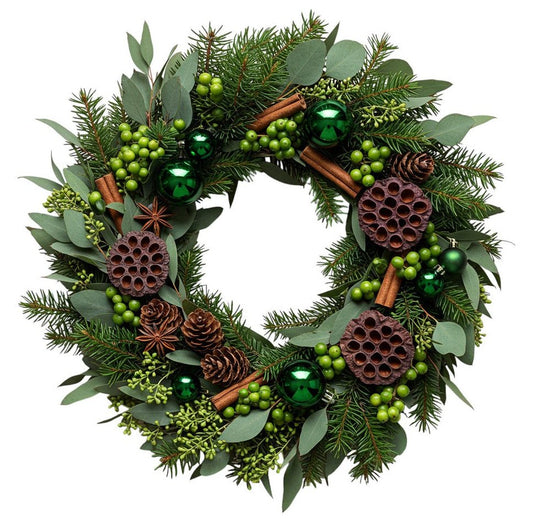 Emerald Green & Fresh Eucalyptus Christmas Wreath - Fresh Bouquet Co.