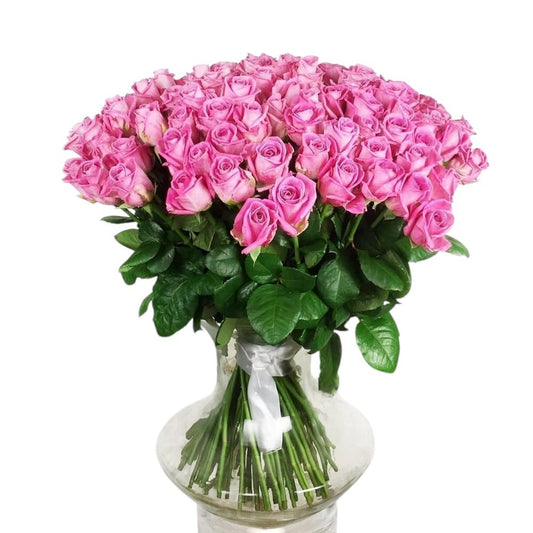 Pink Aqua Roses Bouquet in Vase - Fresh Bouquet Co.