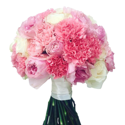 Pink Carnations with Roses Bridal Wedding Bouquet - Fresh Bouquet Co.