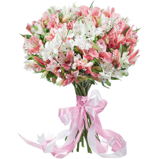 Pink & White Alstroemeria Bouquet - Fresh Bouquet Co.