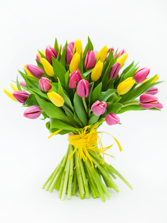 Pink & Yellow Tulips Bouquet - Fresh Bouquet Co.