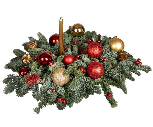Red and Gold Baubles Centerpiece - Fresh Bouquet Co.