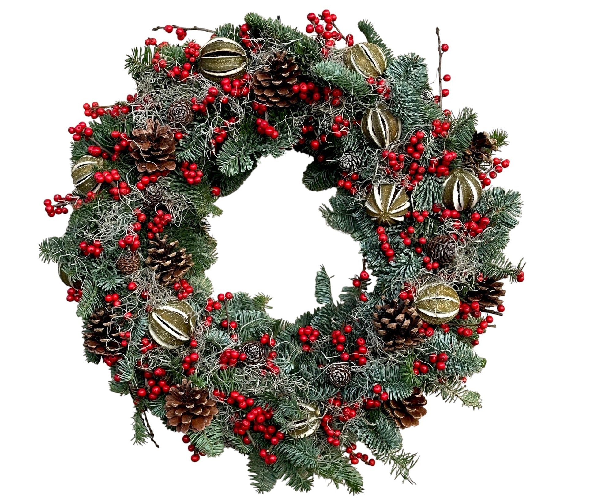 Ruby Red & Green Dried Lime Christmas Wreath - Fresh Bouquet Co.