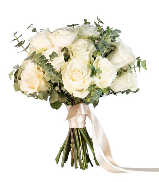Roses with Eucalyptus Bridal Wedding Bouquet