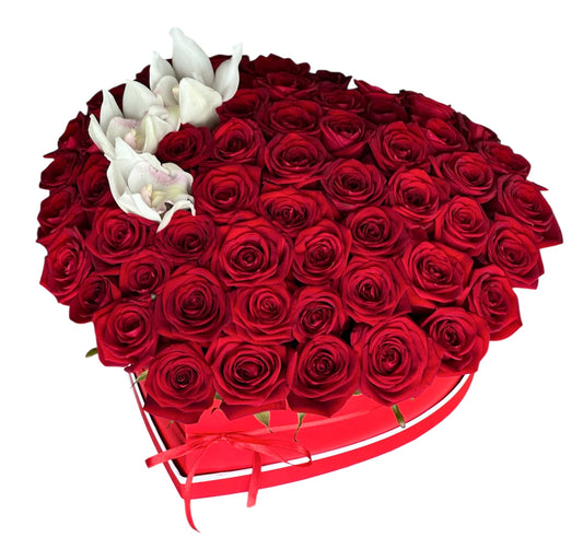 Roses in a Box with Cymbidium Accent