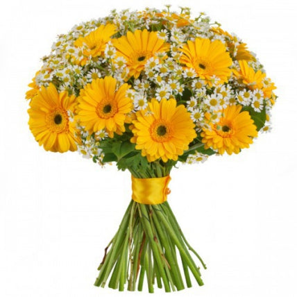 Yellow Gerbera & Tanacetum Bouquet