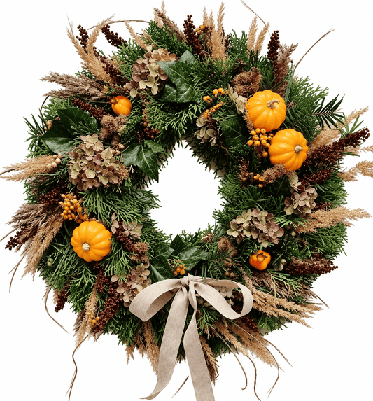 Autumn Wreath with Pumpkins - Fresh Bouquet Co.