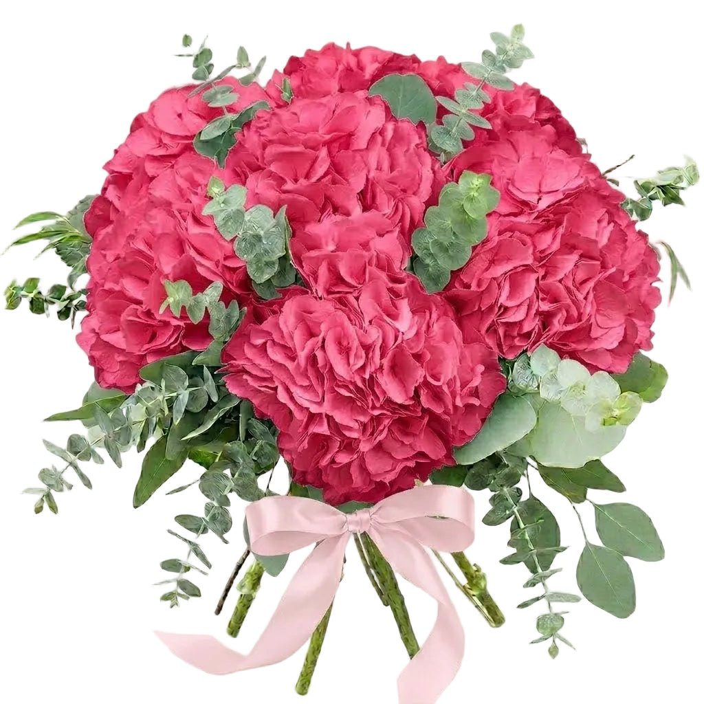 Cerise Hydrangea with Eucalyptus - Fresh Bouquet Co.