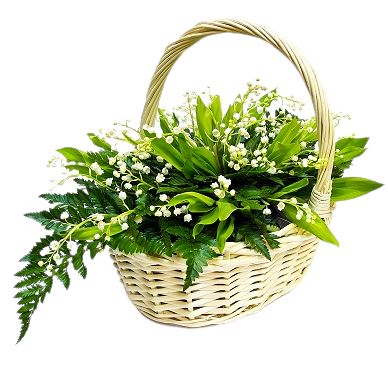 Cut Lily Of The Valley & Greenery in Basket