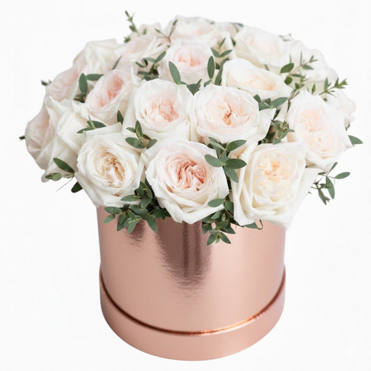 Fragrant White O'Hara Garden Roses Box - Fresh Bouquet Co.