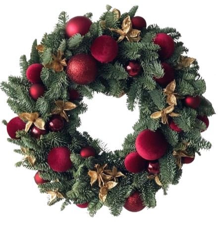 Gold & Burgundy Christmas Wreath - Fresh Bouquet Co.