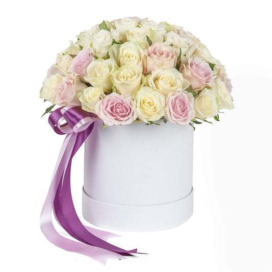 Light Pink and White Roses Box