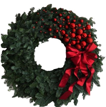 Luxury Christmas Wreath with Red Baubles - Fresh Bouquet Co.