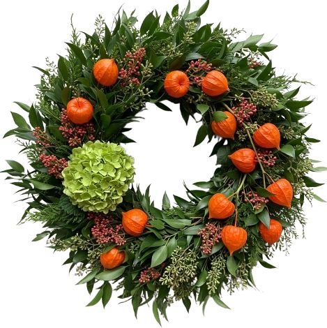 Natural Berry and Lantern Wreath - Fresh Bouquet Co.