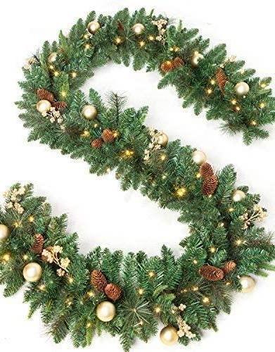 Natural Christmas Garland with Cones & Golden Baubles - Fresh Bouquet Co.