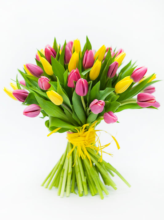 Pink & Yellow Tulips Bouquet
