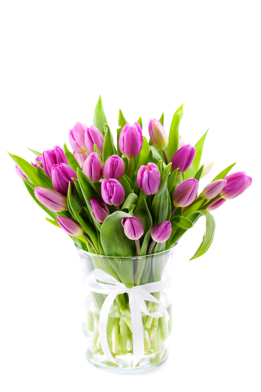 Purple Tulips Bouquet in Classic Vase