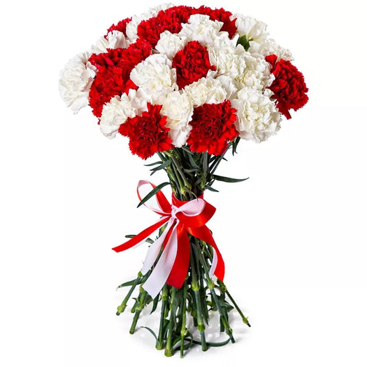 Red & White Carnation Bouquet - Fresh Bouquet Co.
