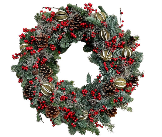Ruby Red & Green Dried Lime Christmas Wreath - Fresh Bouquet Co.