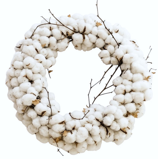 Natural Cotton Christmas Wreath
