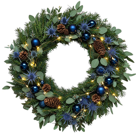Midnight Blue & Eucalyptus Berry Christmas Wreath