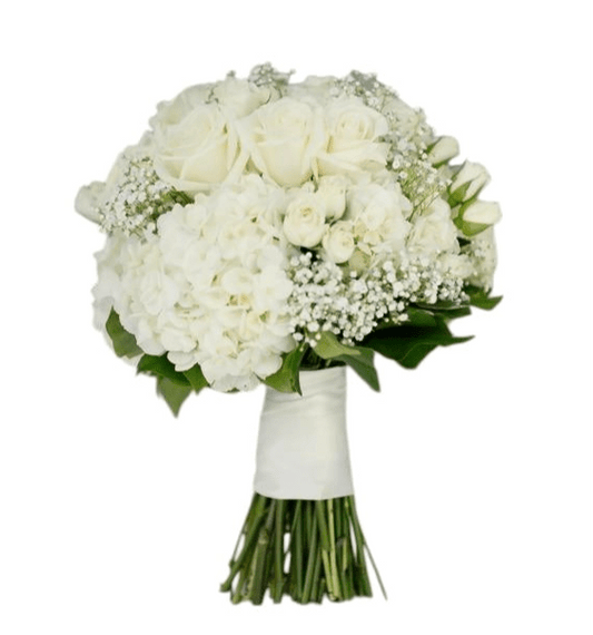 White Hydrangea with Roses Bridal Wedding Bouquet - Fresh Bouquet Co.