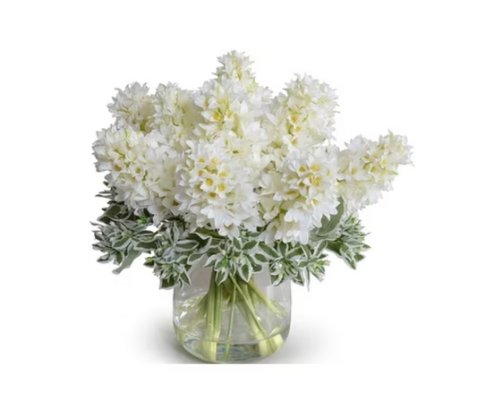 White Hyacinth & Pittosporum Bouquet in Vase